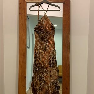 Cache tropical halter silk dress